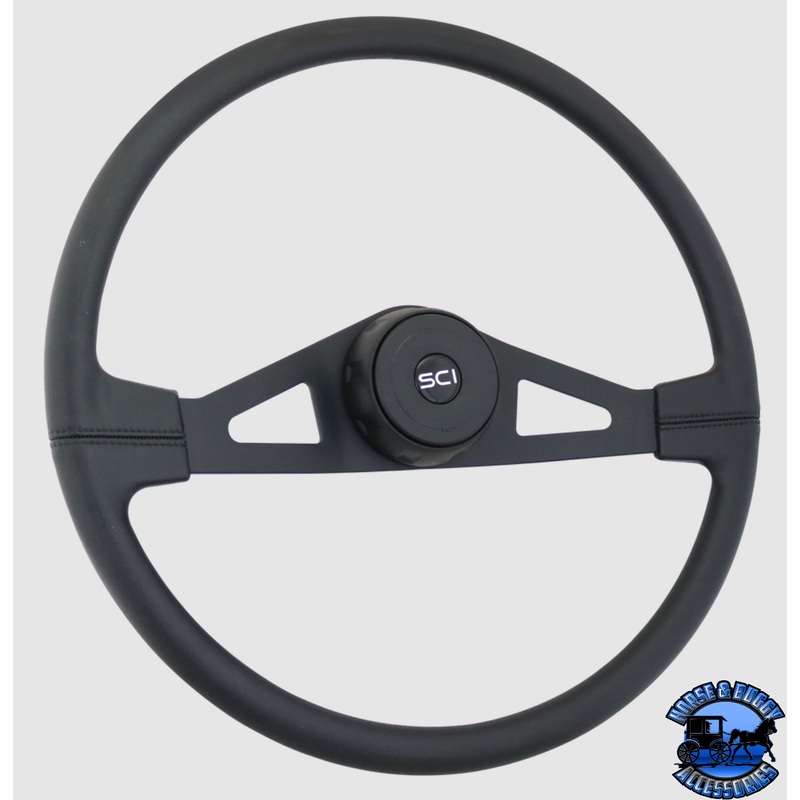 107-3015-77004 Steering Creations Taft – 20 Polyurethane Rim, Black 2-Spoke w/Triangle Cut Outs Wheel