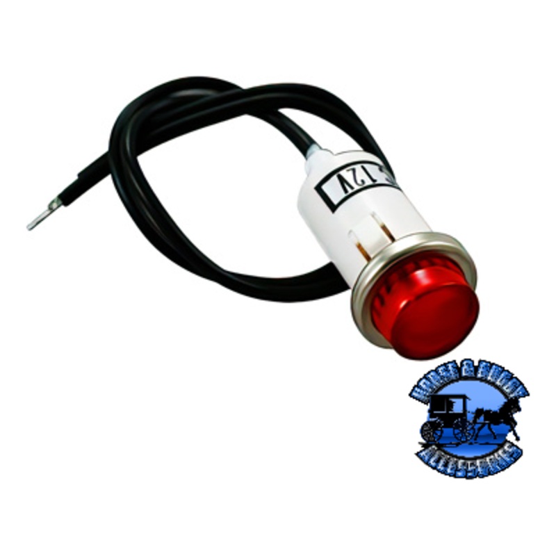 UP-98308 16 Amp 12V Red Warning Light w/ 1/2 Panel Mount and Leads 1 Pc.