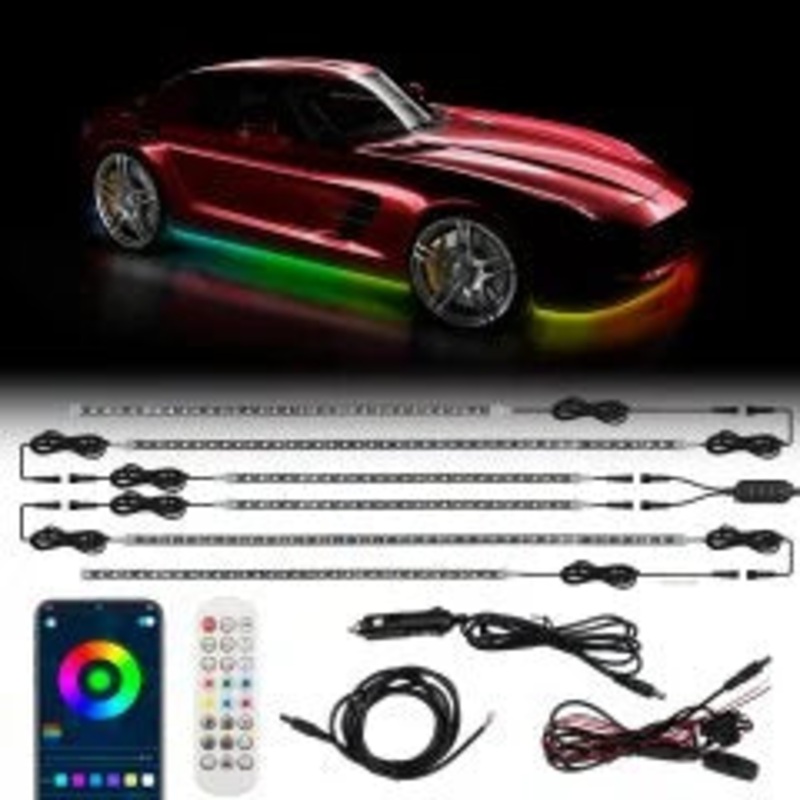SB-UGLW-C LED Car Underglow Lights Kit – Color Chasing – Remote and App Compatible