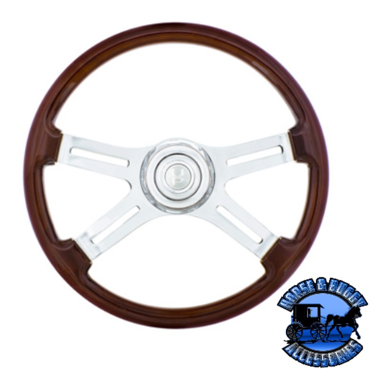 UP-88310 18 4 Spoke Steering Wheel With Chrome Horn Bezel And Horn Button