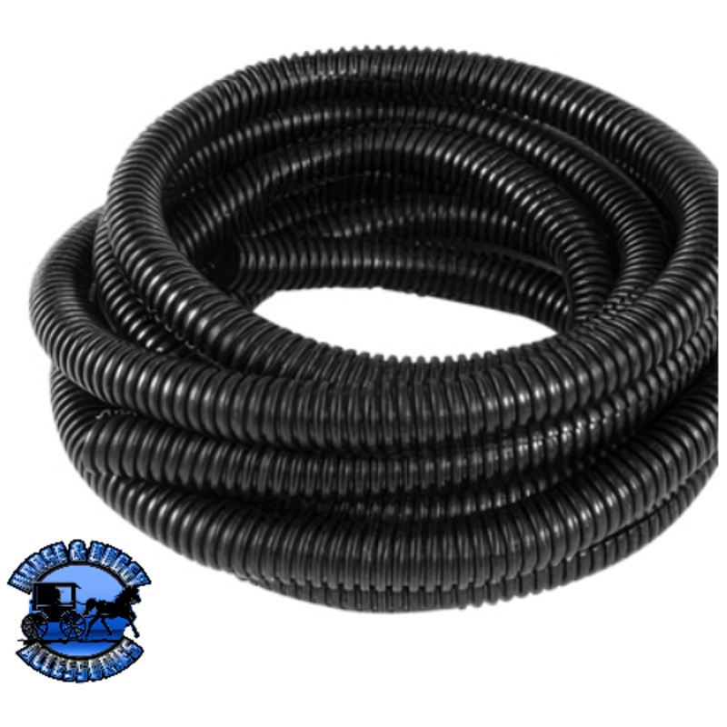 UP-98028 1/4 I.D. Black Flex-Guard Convoluted Split Seam Tubing, 14 Ft.