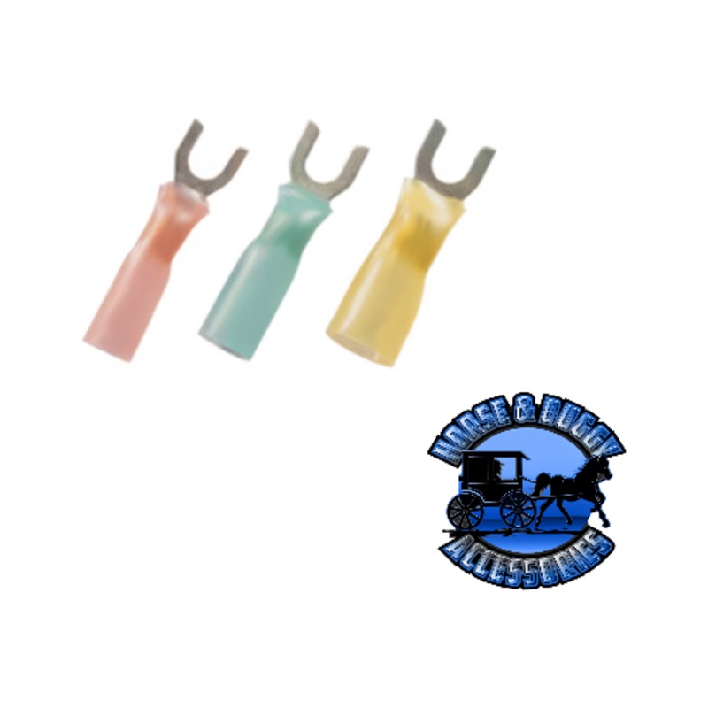 UP-98178 16-14 AWG #6 Stud CS Heat Shrink Spade Terminal – Blue, 10 Pcs.