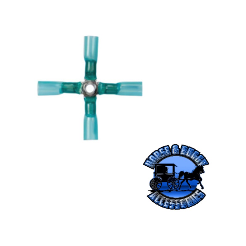 UP-98182 16-14 AWG 4-Way (X) CS Heat Shrink Connector – Blue, 5 Pcs.