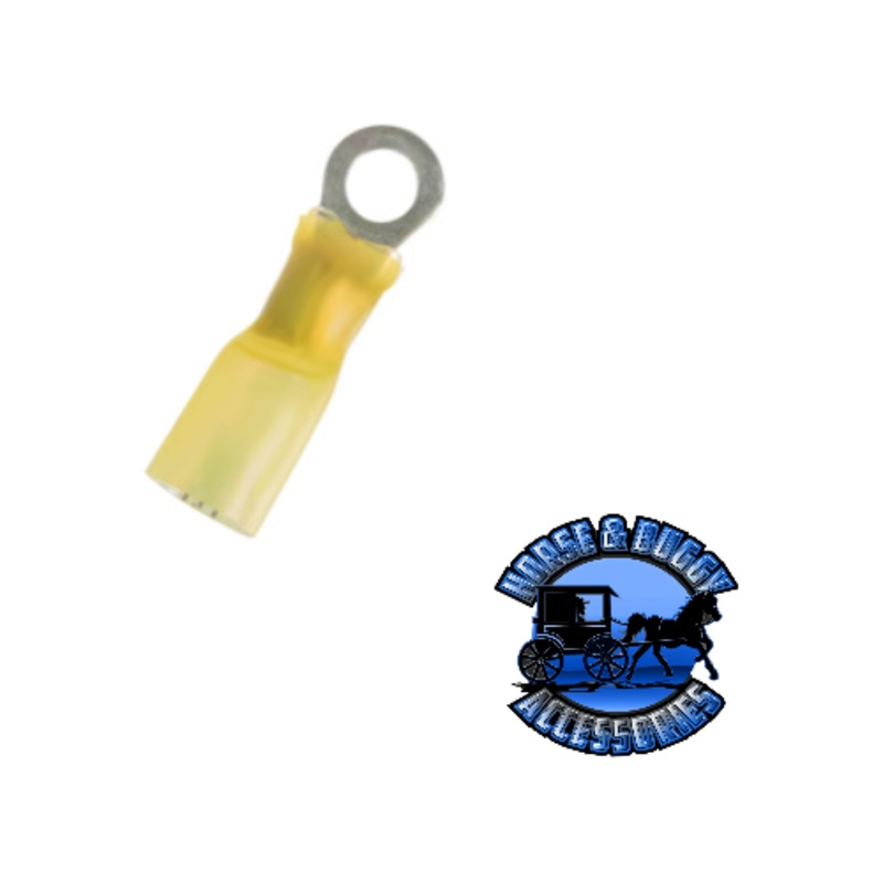 UP-98190 12-10 AWG 5/16 Stud CS Heat Shrink Ring Terminal – Yellow, 4 Pcs.