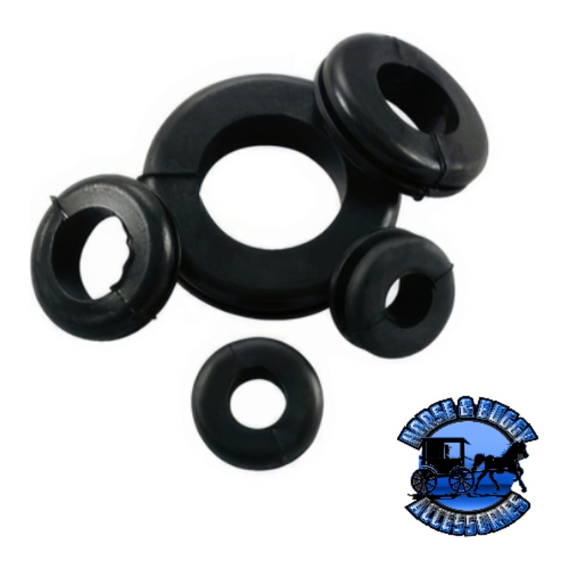 UP-98246 1/2 Mounting Hole Black Vinyl Grommet, 11 Pcs.