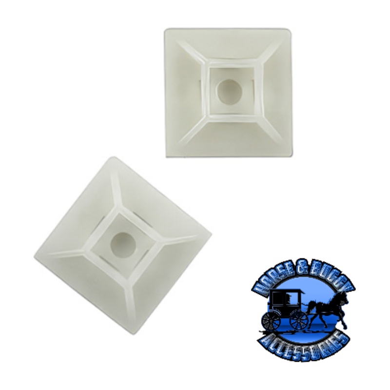 UP-98259 1 Natural Nylon Adhesive Wire Tie Mount 50 Lbs Ties, 10 Pcs.