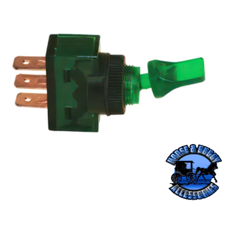 UP-98289 Green Illum Duckbill 20 Amp 12V S.P.S.T. On/Off 1 Pc.