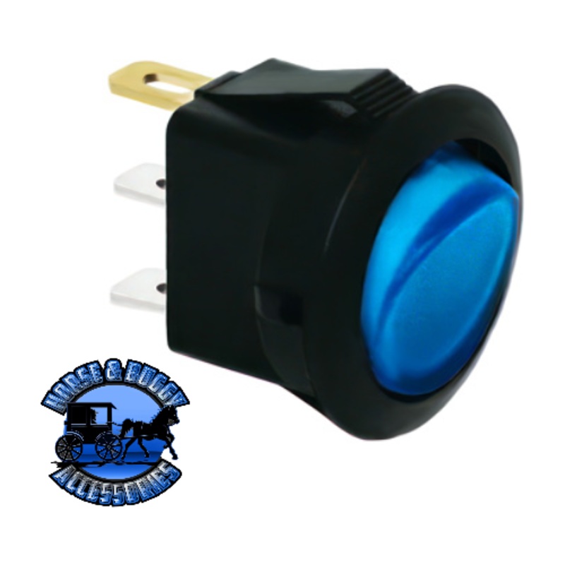 UP-98302 Blue Illum Round Rocker 10 Amp 12V On/Off 1/2 Dia. 1 Pc.