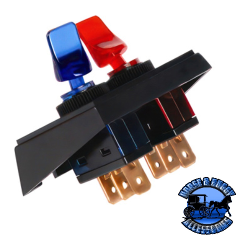 UP-98357 Red & Blue Illum Duckbills in Panel Mount Combo 20 Amp 12V S.P.S.T. On/Off 1 Set.