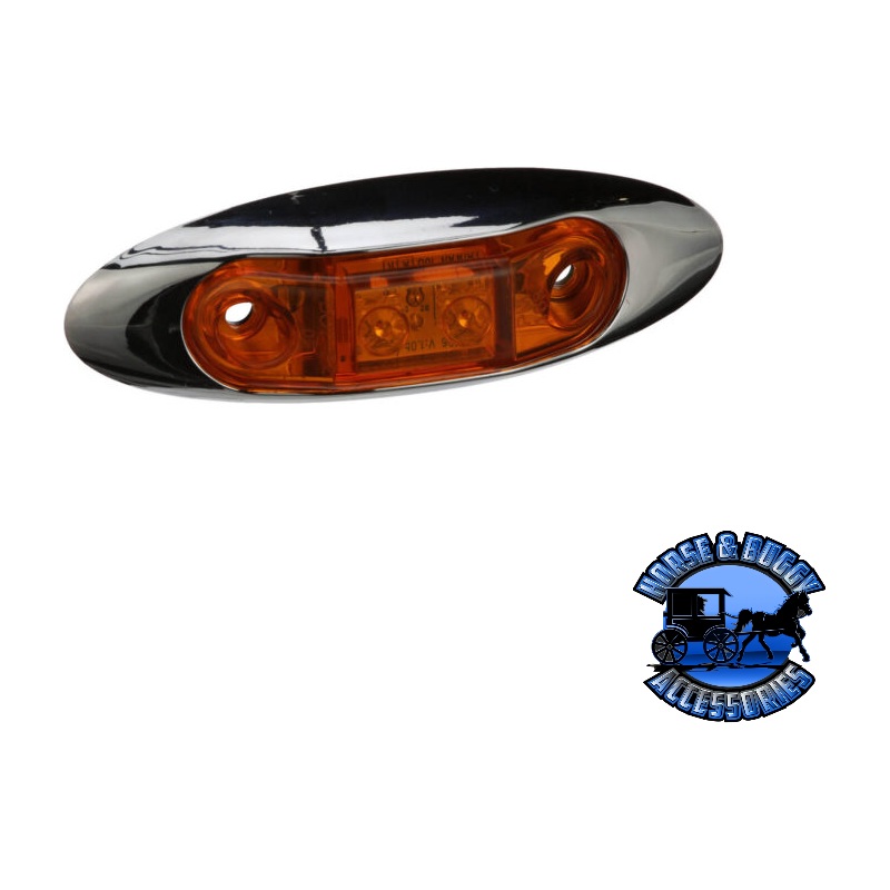 168XA-MV 3.95X1.35 Amber LED Marker/ Clearance, Oblong, w/ Chrome Bezel