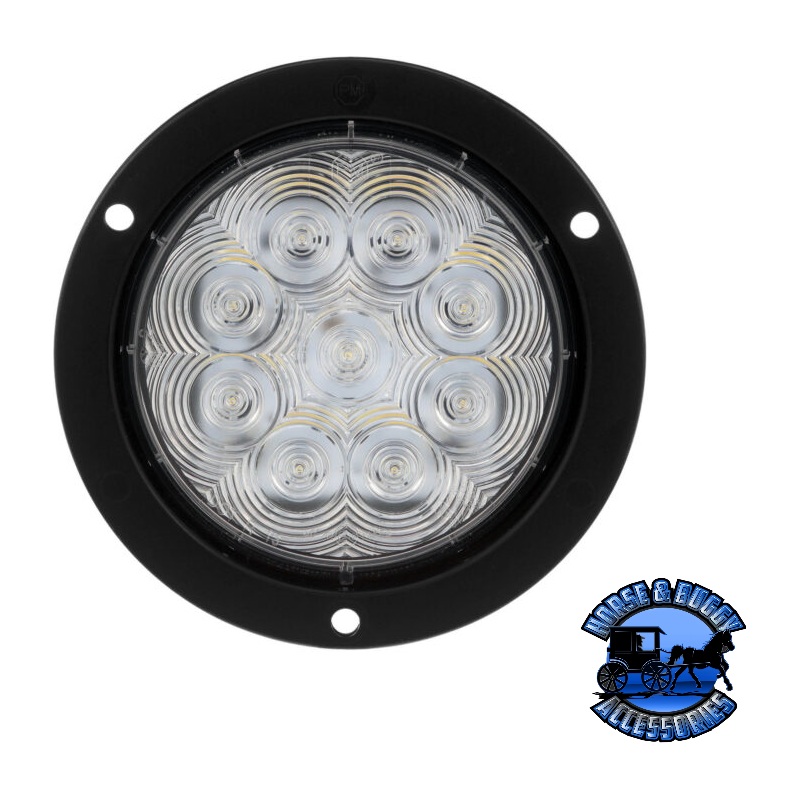 818C-9 4” White LED Back-Up Light, Round, AMP Housing Flange-Mount