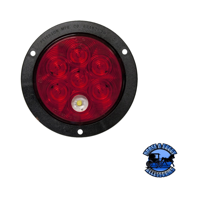 883K-7 4 Red and White LED Stop/Turn/Tail, & Back-Up Light, Round, Flange-Mount w/ Plug, Kit