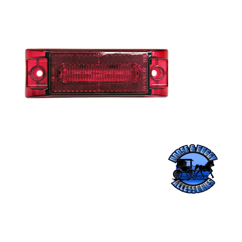 M353R 6×2 Red LED Marker/ Clearance, PC-Rated, Rectangular, w/ Auxiliary Function, Bulk Pack
