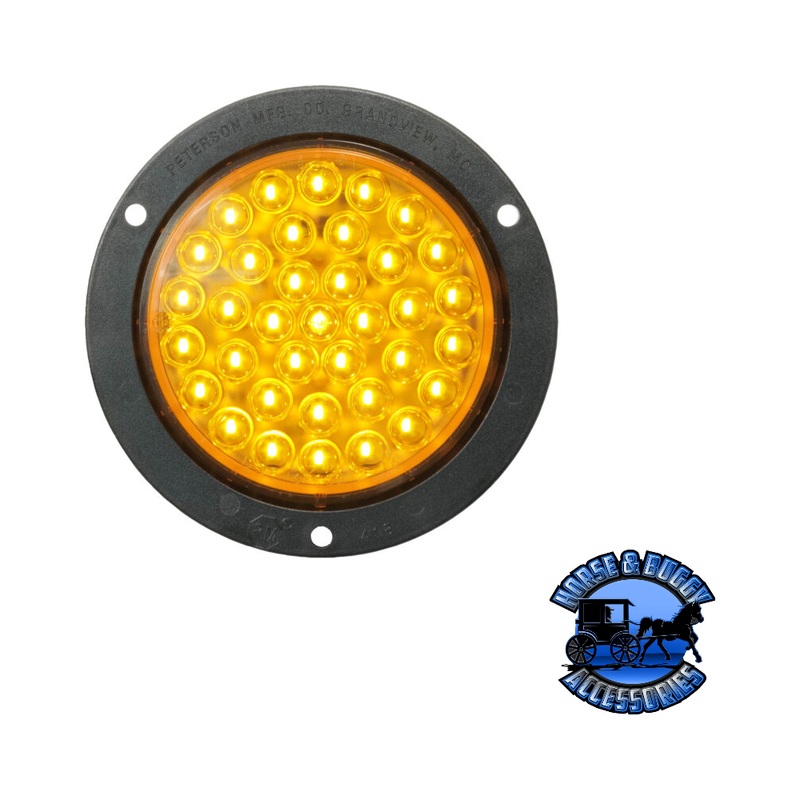 M418TA-P Piranha LED 4 Round Amber Rear Turn Signal Light, Flange Mount, Bulk Pack