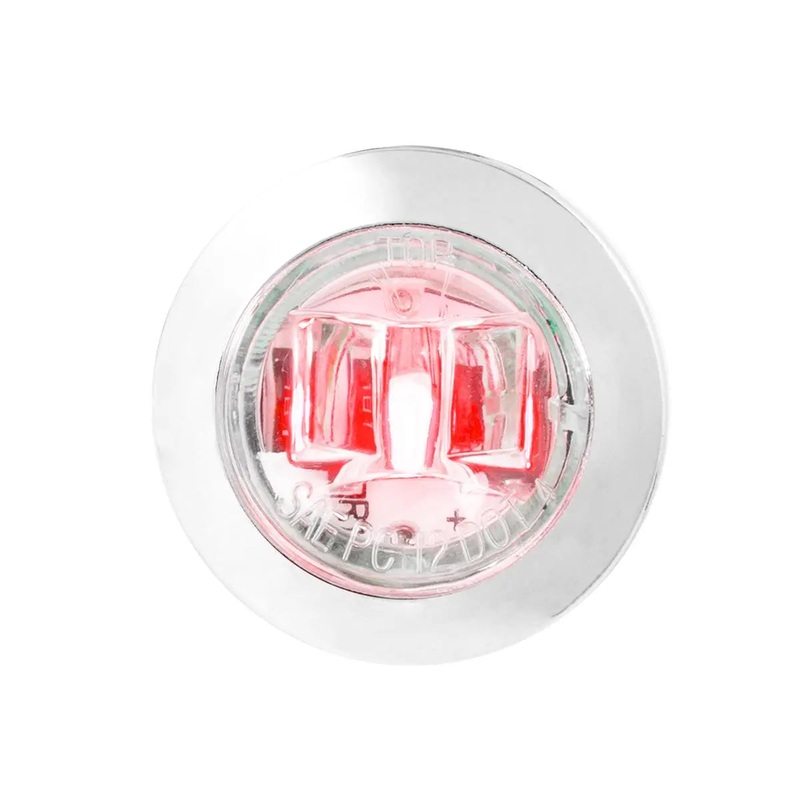 3/4 ROUND MINI RED/CLEAR 1LED MARKER LIGHT W/CR. BEZEL