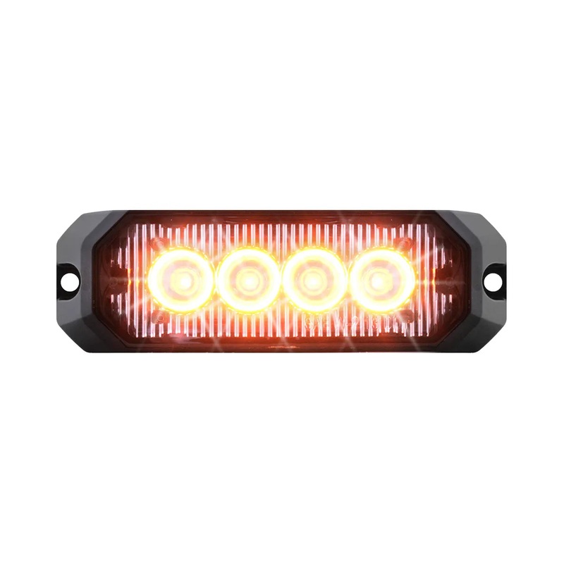 4 MEDIUM RECTANGULAR HIGH POWER LED STROBE LIGHT, AMBER/CLEAR