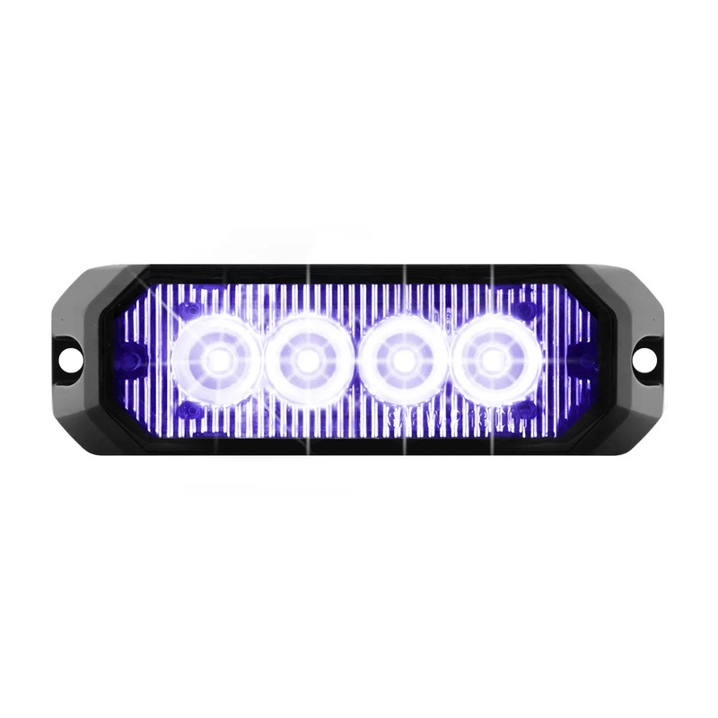 4 MEDIUM RECTANGULAR HIGH POWER LED STROBE LIGHT, BLUE/CLEAR