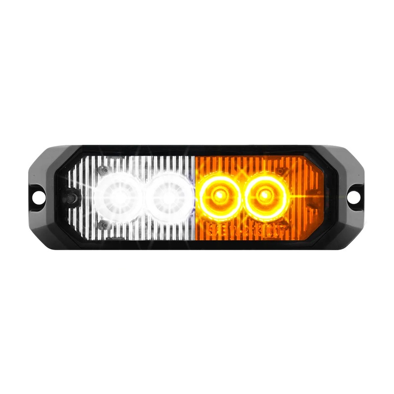 4 MEDIUM RECTANGULAR HIGH POWER LED STROBE LIGHT, WHITE & AMBER/CLEAR #81809