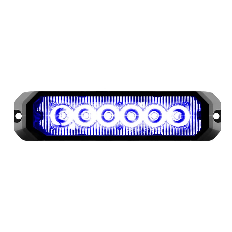 5 MEDIUM RECTANGULAR HIGH POWER LED STROBE LIGHT, BLUE/CLEAR