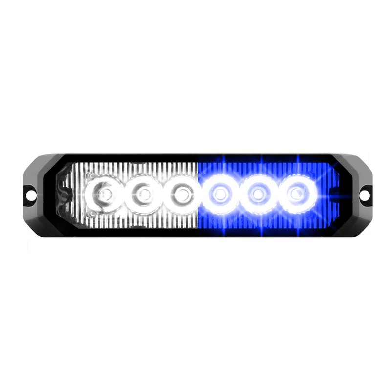 5 MEDIUM RECTANGULAR HIGH POWER LED STROBE LIGHT, BLUE & WHITE/CLEAR #81818