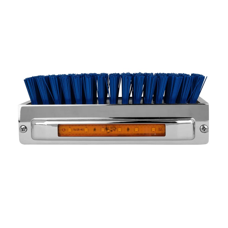 CHROME  ALUM. BOOT CADDIE W/ BLUE BRUSH & AMBER/AMB 6 LED LIGHT