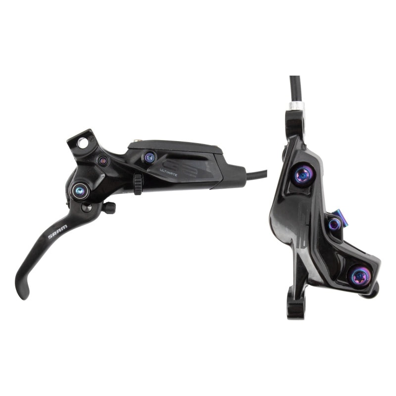 G2 Ultimate Disc Brake Lever – Rear Post Mount Carbon Lever Titanium Hardware Gloss BLK Rainbow Hardware A2