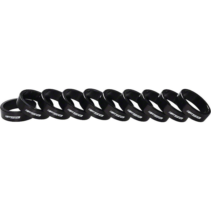 Bag of 10 1-1/8x10mm Headset Spacers Black Alloy with Logo