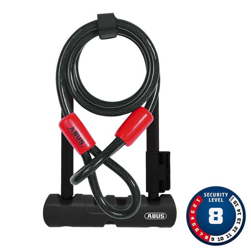 Ultra Mini + Cobra Loop U-Lock Key 12mm 15.0cm x 18.0cm 5.9 x 7.1 SH34 Black; Cable 10mm 120cm 4