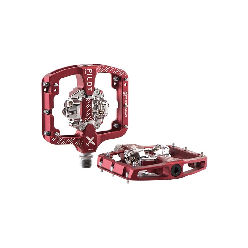 Pilot BA Pedals – Dual Sided Clipless 9/16 Red Wide