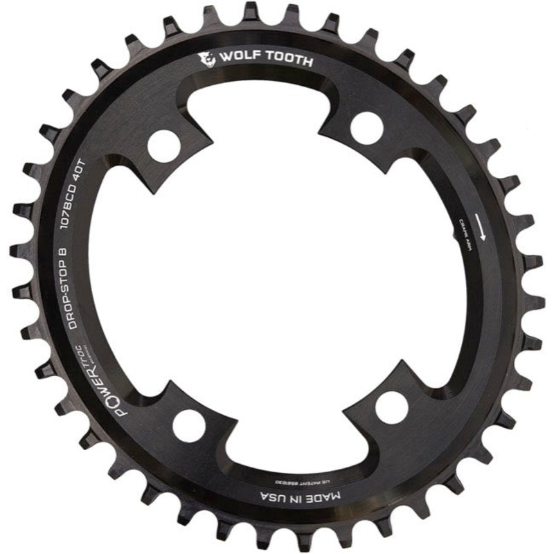 Elliptical 107 BCD Chainring – 42t Compatible SRAM 107 BCD Drop-Stop B 4-Bolt BLK