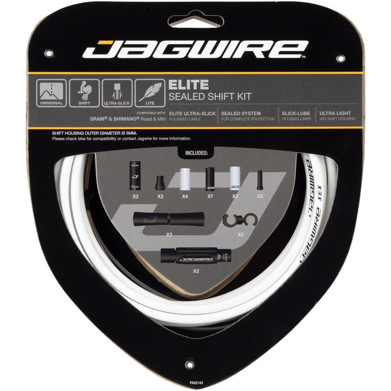 Elite Sealed Shift Cable Kit – SRAM/Shimano Ultra-Slick Uncoated Cables White