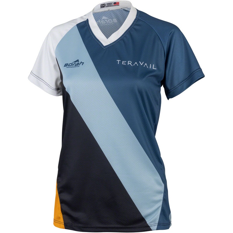 Waypoint Womens MTB Jersey – White Blue Lite Blue BLK Gold Medium