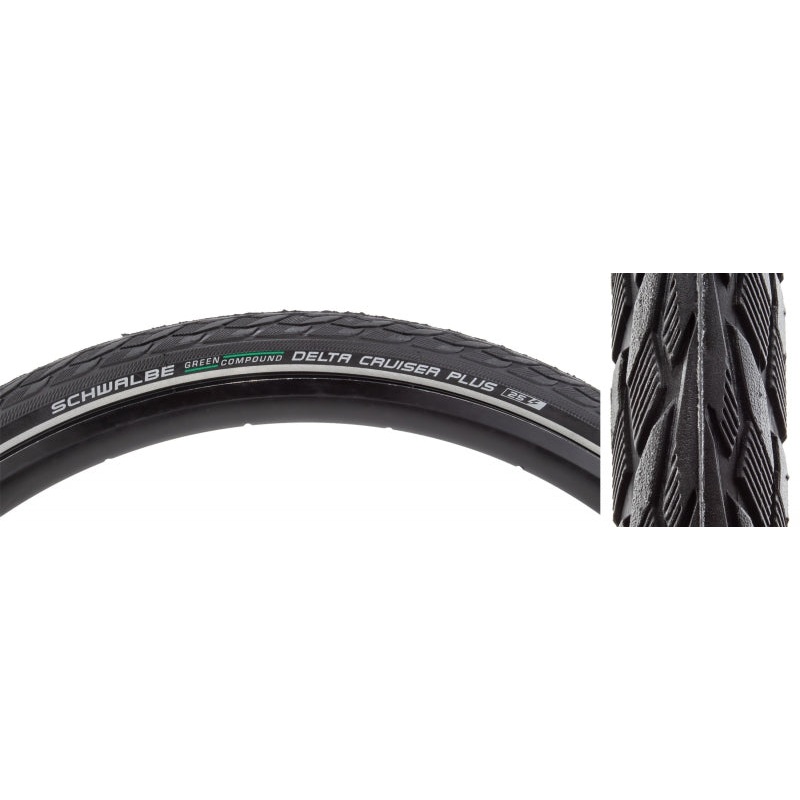 Delta Cruiser Plus Hybrid Tire 700x32C Wire Clincher GreenCompound PunctureGuard 50TPI Black