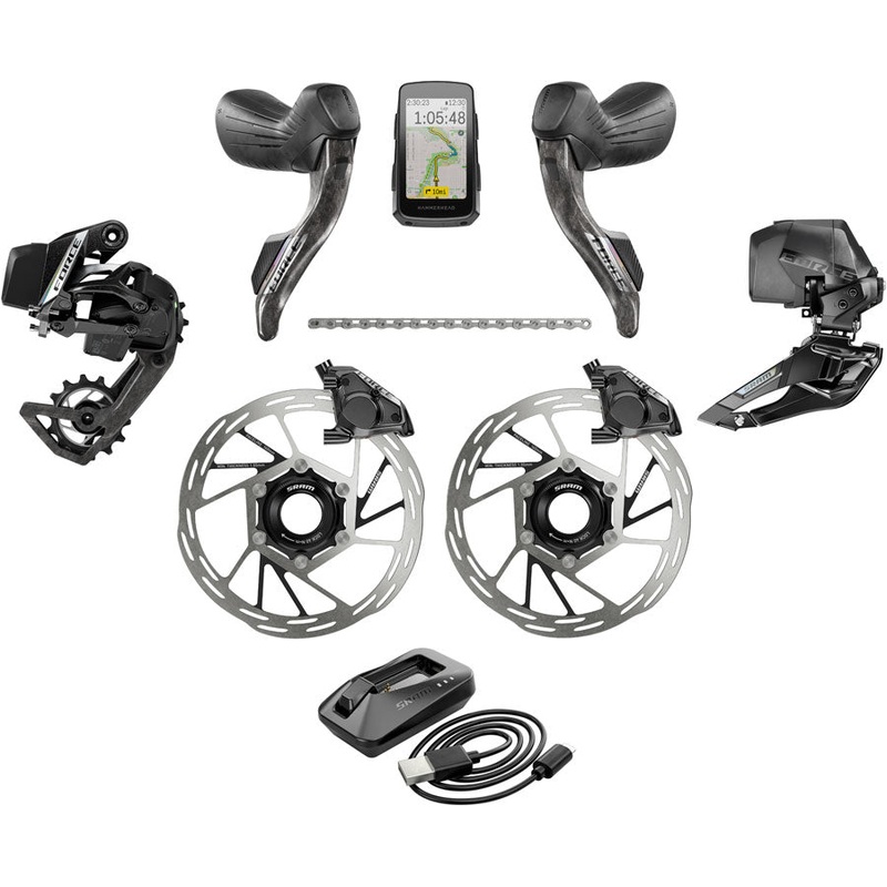 Force eTap AXS Road Groupset – 2×12-Speed HRD Shift/Brake Levers FM Calipers Rotors Chain F/R Derailleurs Hammerhead Karoo E1