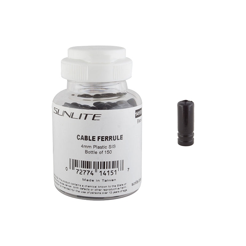Cable Ferrules SIS 4mm Plastic Black Bottle of 150