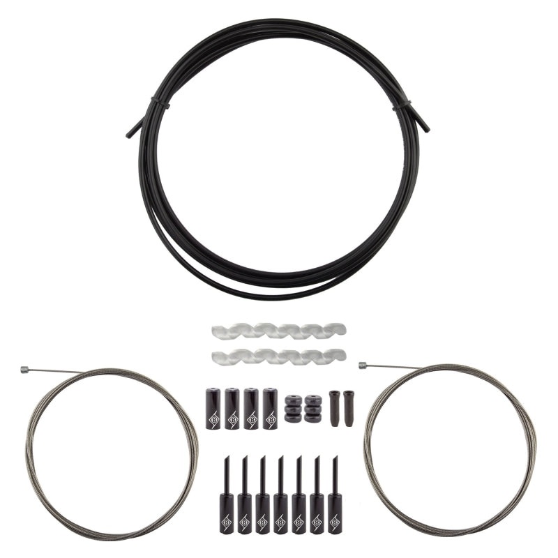 Slick Compressionless 2x Gear Cable/Housing Kit Front and Rear 3200mm/2300mm & 2800mm 4mm/1.1mm Black MTB/Road Compressionless