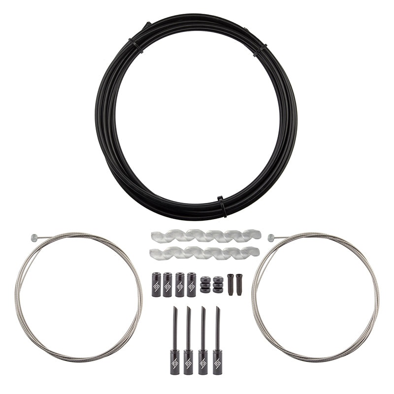 Slick Compressionless MTB Brake Cable/Housing Kit Front and Rear 3000mm/1500mm & 2800mm 5mm/1.5mm Black MTB Compressionless