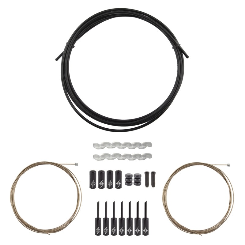 SuperSlick Compressionless 2x Gear Cable/Housing Kit Front and Rear 3200mm/2300mm & 2800mm 4mm/1.1mm Black MTB/Road Compressionless