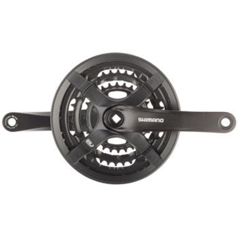 Tourney FC-TY501 Crankset – 170mm 6/7/8-Speed 42/34/24t Riveted Square Taper JIS Spindle Interface BLK