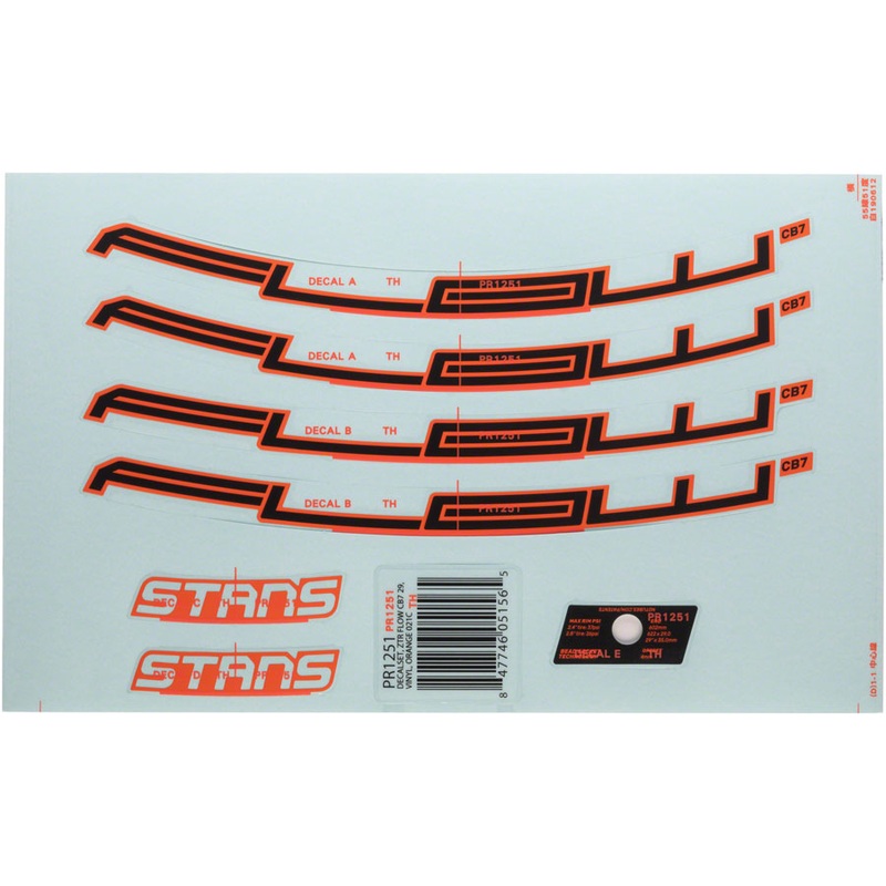 Stans Flow CB7 Rim Decal – 27.5 Orange Set
