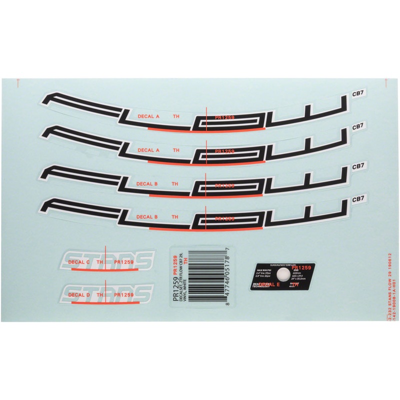 Stans Flow CB7 Rim Decal – 27.5 White Set