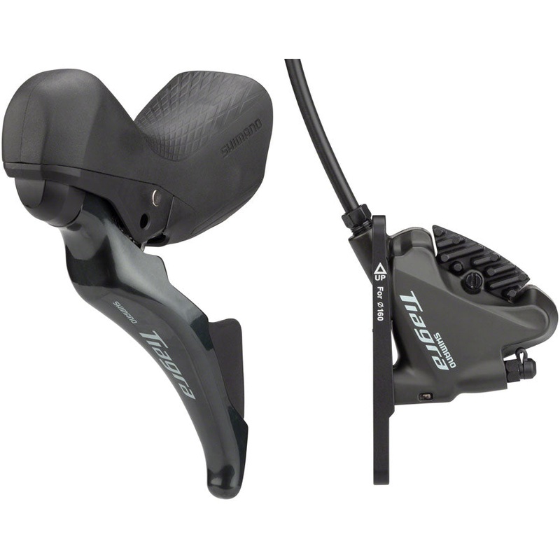 Tiagra ST-4725/BR-4770 Mechanical Shift/Hydraulic Brake Lever Caliper – Front Flat Mount Finned Resin Pads BLK