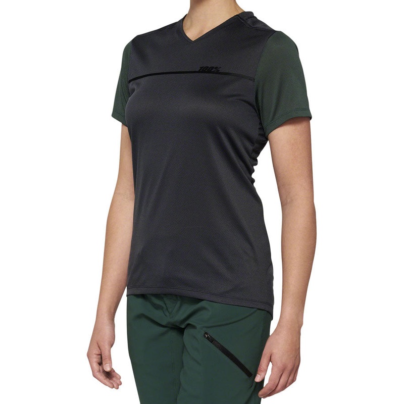 Ridecamp Jersey – Charcoal/Green Short Sleeve Womens X-Large