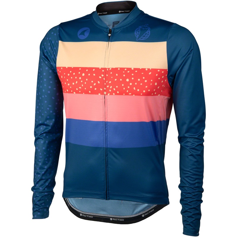 Team Polytone Mens Long Sleeve Jersey – Dark Blue w/ Stripes Medium