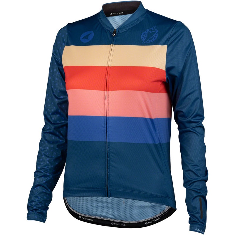 Team Polytone Womens Long Sleeve Jersey – Dark Blue w/ Stripes Small